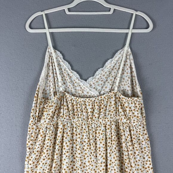 VTG 90s Y2K Babydoll Floral Maxi Dress Women XL Strappy Lace Trim Slip Fairycore - Picture 9 of 14